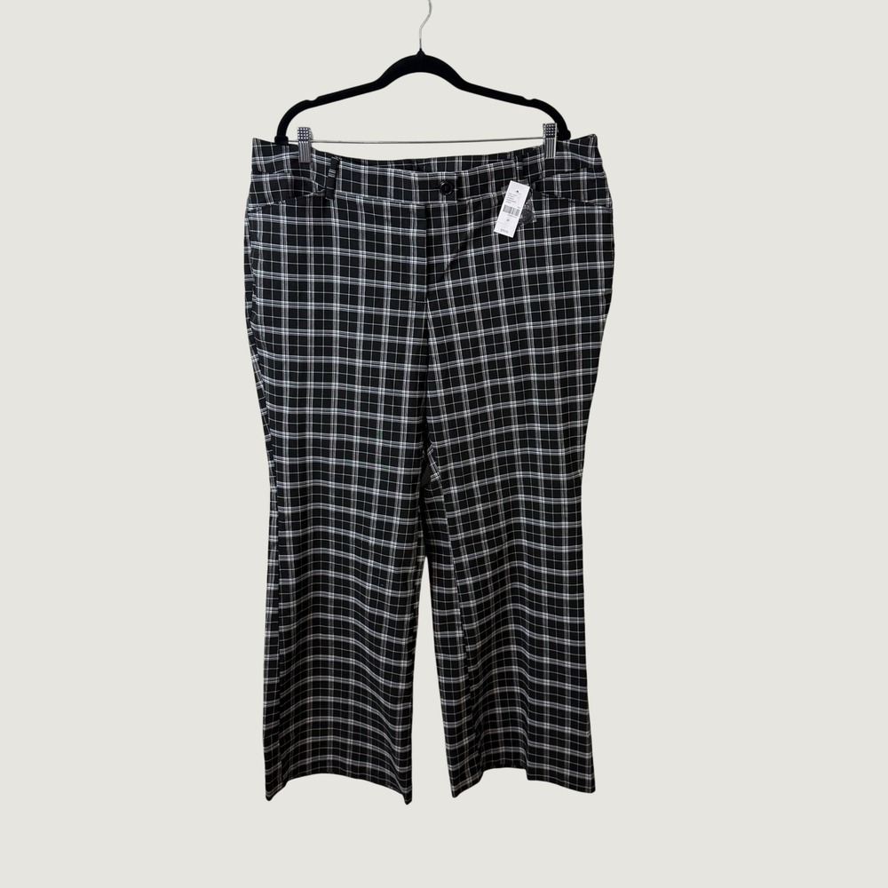 Lane Bryant Plaid Wide Leg Pants Black White Size 22 Preppy Dark Academia Dress